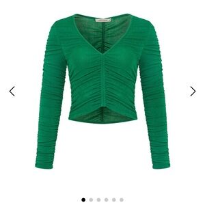 [NOCTURNE] Green Long Sleeve Draped Top